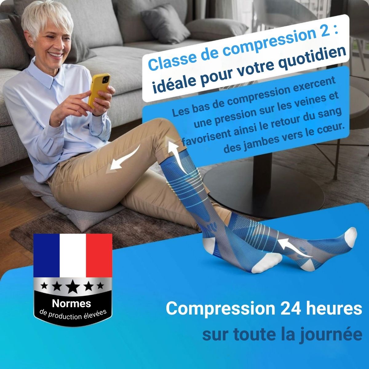 Detopure - Chaussettes de compression pour des jambes et des pieds sans douleurs