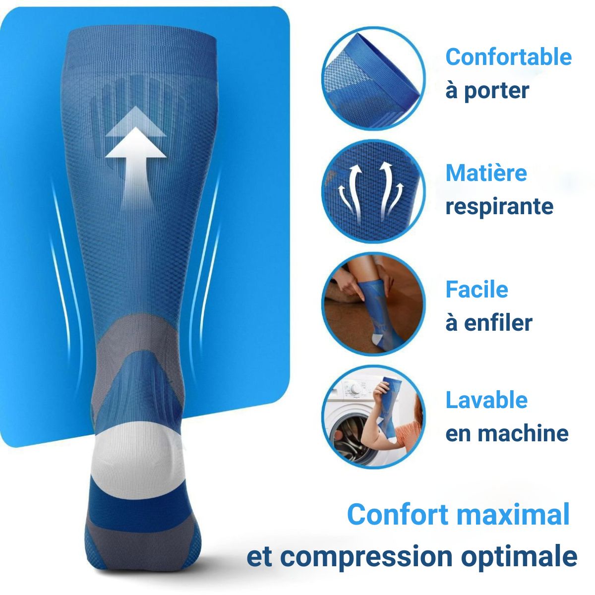 Detopure - Chaussettes de compression pour des jambes et des pieds sans douleurs